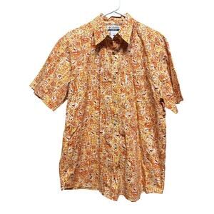 Columbia Sportwear button down shirt Fun Orange red beachy print Size Large